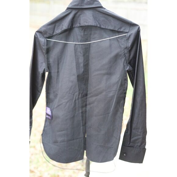 Ralph Lauren Purple Label Button Up Black Sheer Designer Made in USA - Picture 3 of 6